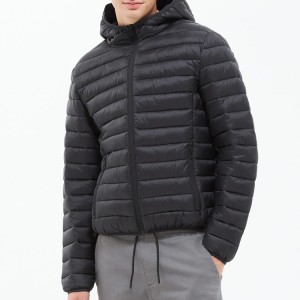 Custom Mens Windproof Lightweight Down Cotton tije Jacket Coat Bi Hood