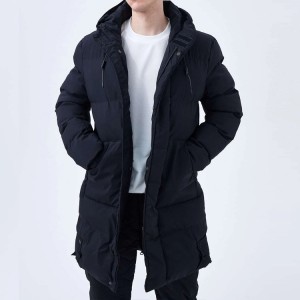 Pamučno podstavljen kaput Prilagođene duge pufaste jakne s kapuljačom za muškarce