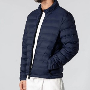 Men's Light Quilted Down Jacket Classic Stand Up Collar Down Coat