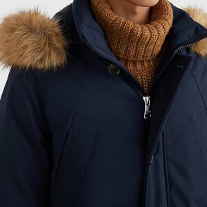 Jaquetas masculinas personalizadas de algodão com capuz de pele removível para inverno