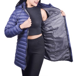 Custom Wholesale Women's Windproof Long Down Quilted Jacket