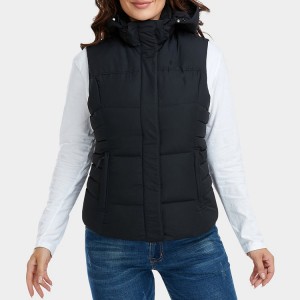 រោងចក្រ OEM Custom Outdoor Active Cotton Filled Hooded Puffer Vest Womens