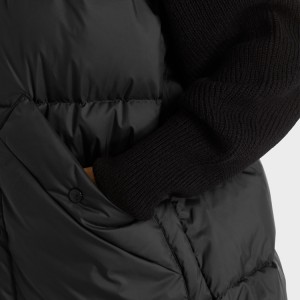 Zapinana na guziki Niestandardowa długa bawełniana kamizelka z kapturem dla kobiet
