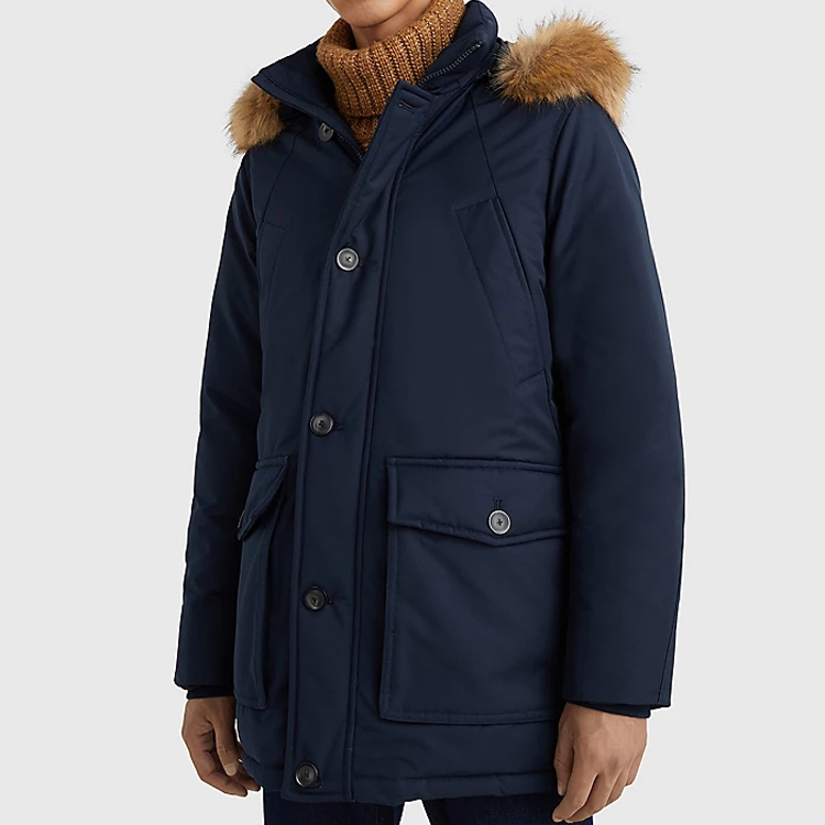 Врући нови производи памучни подстављени капут за децу - мушке памучне јакне за зиму са капуљачом на скидање крзна - АИКА