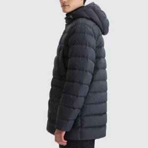 Jaqueta acolchoada de algodão masculina de inverno com capuz removível personalizado