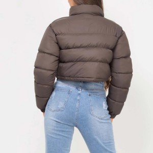 Hege kwaliteit Puffer Cropped Cotton Padded Jacket Coat foar froulju Oanpaste