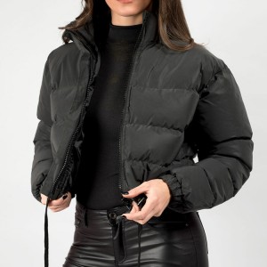 Custom Women's Short Puffer Cotton Filled Jacket Coat Para sa Winter Sports