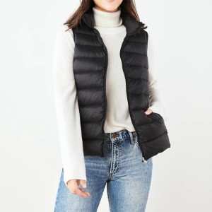 OEM Custom Women's Light Packable Quilted Puffer Down Vest with Pockets