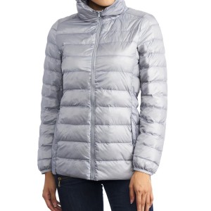 Aṣa Ultra Light mabomire Packable Hood Quilted isalẹ jaketi Womens