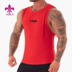 Dobre navrhnuté telocvičné tielko – Hot Sale Bavlna Body Building Men Gym Stringer Custom Logo Športové tielko – AIKA