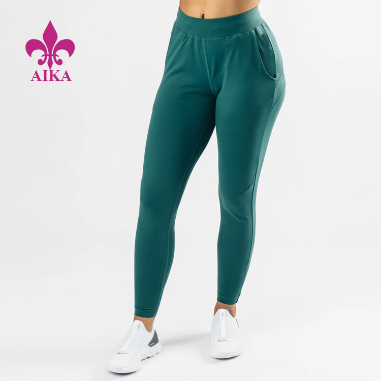 Calças de ioga por atacado de fábrica – Calças de ginástica femininas de algodão respirável personalizadas de alta qualidade com faixa elástica afunilada – AIKA