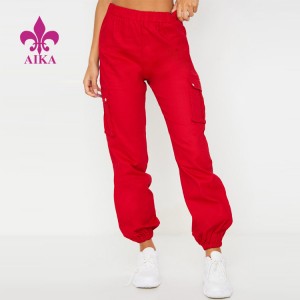 Calças de moletom femininas personalizadas para ginástica fitness leves femininas cintura elástica poleister