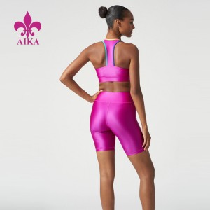 Дамски комплект за йога с отлично качество – Дамски къси панталони за лятна тренировка, отвеждащи потта, персонализиран йога комплект от две части за жени – AIKA