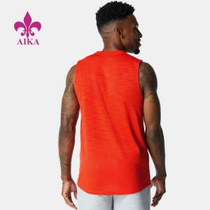 Custom Mens Sport Wear Gym Slim Fit Training Breathable Tank Tops Muscle Polyester Singlet Txiv neej
