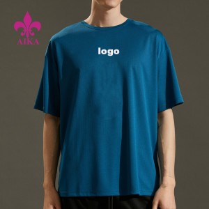 Vlastní potisk loga s krátkým rukávem, obyčejná tělocvična, sportovní prázdná polyesterová fitness trička pro muže