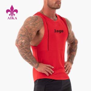 ဒီဇိုင်းကောင်းမွန်သော Gym Tank Top - Hot Sale Cotton Body Building Men Gym Stringer Custom Logo Sportswear Tank Top - AIKA