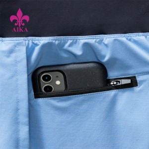 Shorts de poliéster de corrida de verão 2 em 1 bolsos de secagem rápida dentro de roupas esportivas shorts de ginástica masculinos