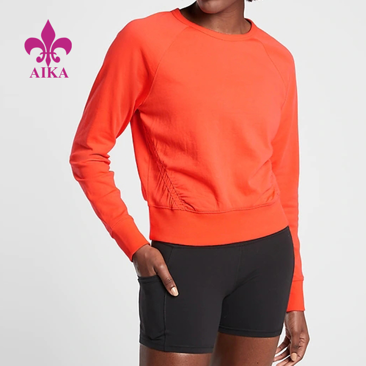 Maßgeschneiderte Trainingsanzüge mit hohem Ansehen – Neues Mode-Großhandels-Baumwoll-Ployester-Sweatshirt mit Rundhalsausschnitt für Damen – AIKA