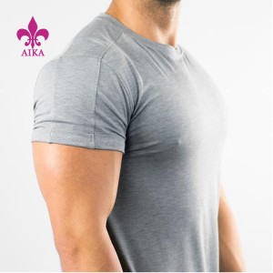 Fabricante de ropa deportiva OEM de alta calidad, camisetas de gimnasio ajustadas de algodón y LICRA personalizadas para hombres