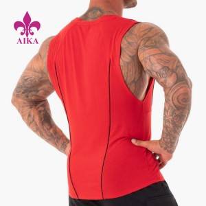 Dobrze zaprojektowany podkoszulek na siłownię – gorąca sprzedaż Bawełniany podkoszulek do budowy ciała dla mężczyzn Gym Stringer Niestandardowe logo Odzież sportowa bezrękawnik – AIKA