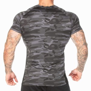 შენიღბვის მაისურები მორგებული კუნთებით მორგებული სავარჯიშო სპორტული ტოპები მამაკაცებისთვის