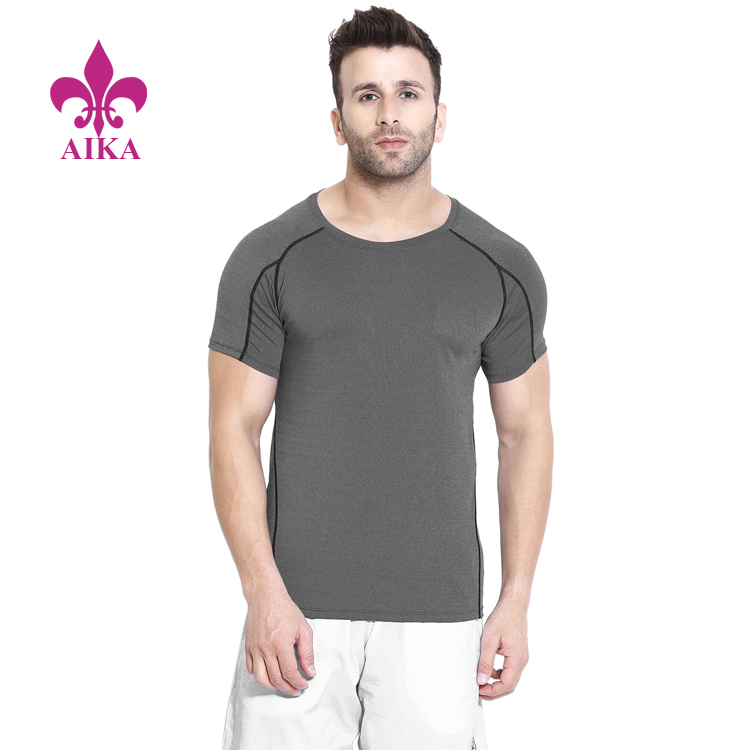 Фиксированная конкурентоспособная цена Спортивная одежда - оптовая продажа индивидуальной спортивной одежды, подходящей для разных видов спорта, растягивающиеся футболки с короткими рукавами для спортзала для мужчин - AIKA