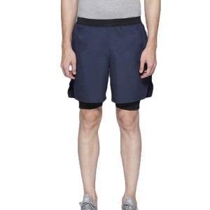 Fashion Design Elastisk talje åndbar 2 i 1 vævet stof gym shorts til mænd
