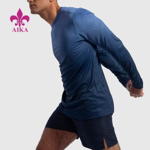 Custom Wholesale Gradient Color Block Fitness T-shirt à manches longues pour hommes