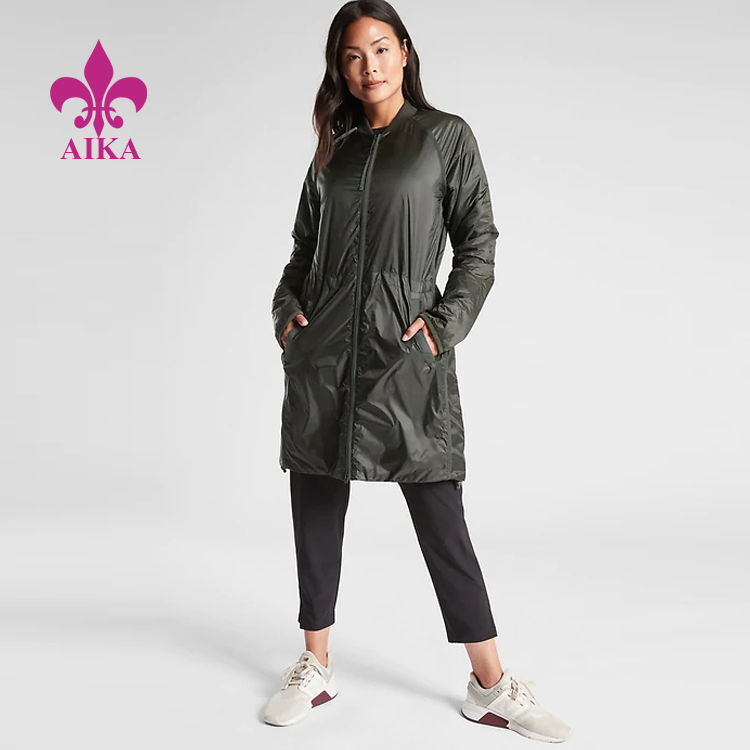 Manifakti OEM Jacket Manifakti - Autumn New Fashion Design Custom Fit Water-repellent Longer Length Windbreaker pou fanm - AIKA