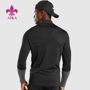 Wholesale Men Clothing Shirts Half Zip Long Sleeve Moisture Wicking Compression Gym T Shirts