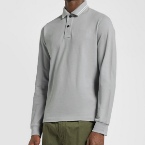 تی شرت یقه دار آستین بلند برای مردان با طراحی سفارشی با دکمه تنفسی