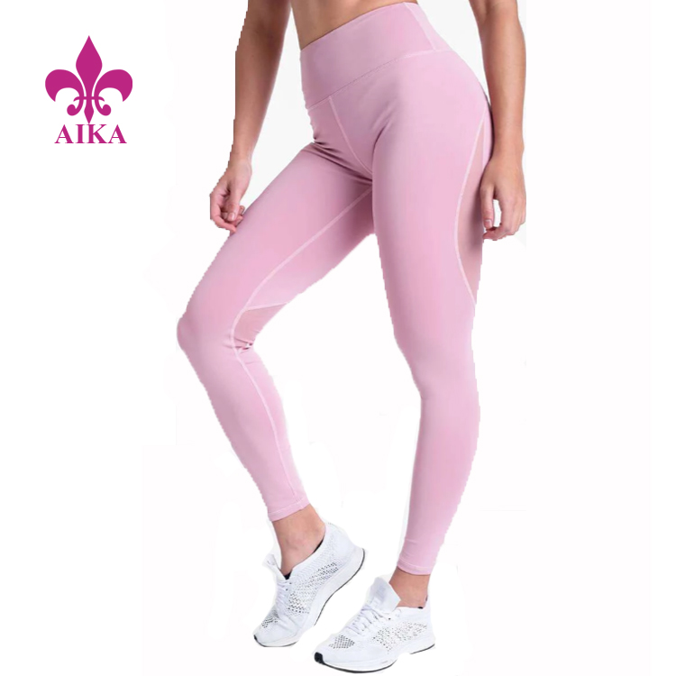 Theko e Molemohali ea Moetsi oa Lipapali Bra - High Waist Compression Leggings Mesh Fabric Panel Workout Yoga Tights For Women Pants – AIKA