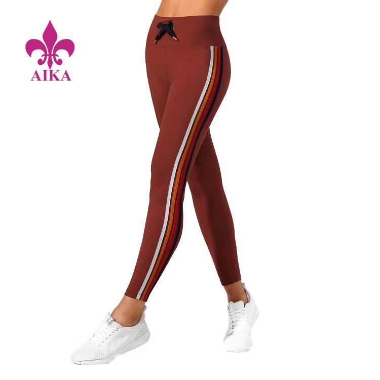 Кинеска големопродажба на женска спортска облека - Нов моден дизајн Спортски колорблок Drawcord со целосна должина Тесни женски фитнес јога хеланки - АИКА