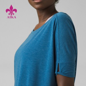 طراحی سفارشی کشش عرق لباس تمرین تناسب اندام یوگا تی شرت زنانه