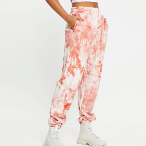 Моден дизайн Еластична талия Памучни полиестерни спортни панталони Gym Tie Dye Jogger за жени