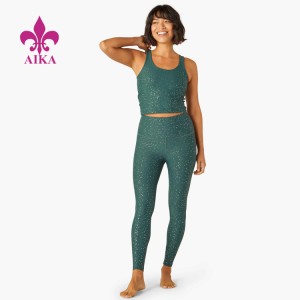 Nieuwste ontwerp Work Out Gym Wear Dames Running Tights Nylon Spandex Glanzende Fitness Yoga Leggings