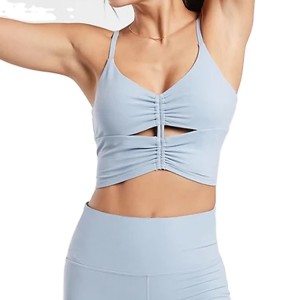 លក់ដុំ រចនាតាមតម្រូវការ បន្ទះដែលអាចដោះចេញបាន Quick Breathable Sexy Gym Wear Adjustable Straps Yoga Bra សម្រាប់ស្ត្រី