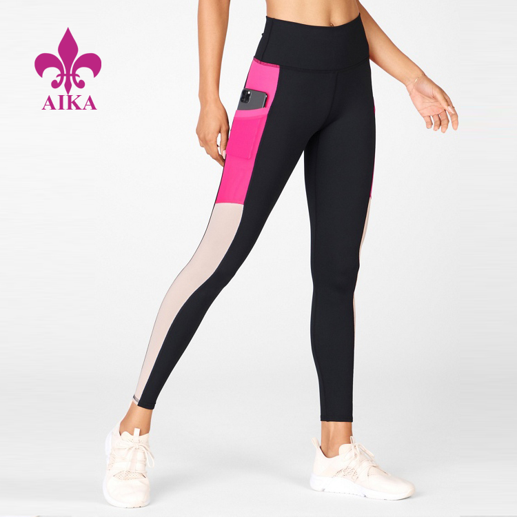 Клинове с фабрична доставка за жени - горещо продавани модни дамски панталони за йога Персонализирани клинове с цветни блокове за фитнес за жени - AIKA