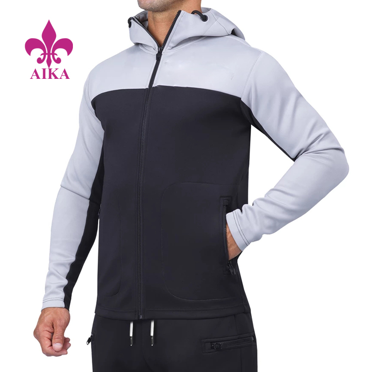 Muška sportska odjeća Prilagođena zimska kompresijska majica s kapuljačom s patentnim zatvaračem za sportsku odjeću