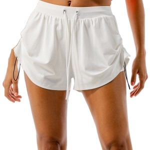 ODM Top kwaliteit Side Ruched Gym Shorts foar froulju mei ferburgen lining pockets