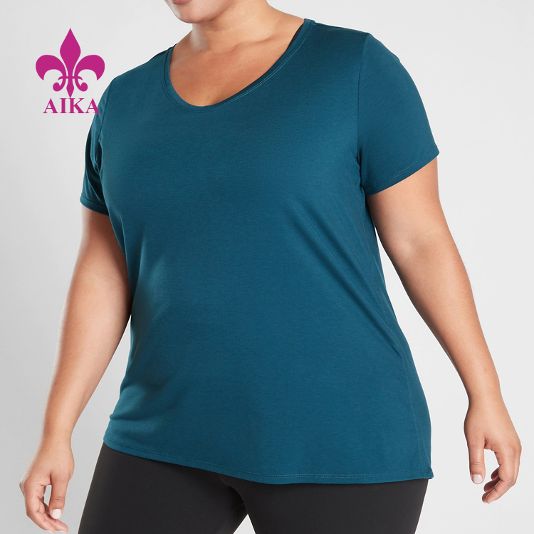 Pluss Size atletisk skjorter Bruk engros Fitness klær Gym T-skjorter for kvinner