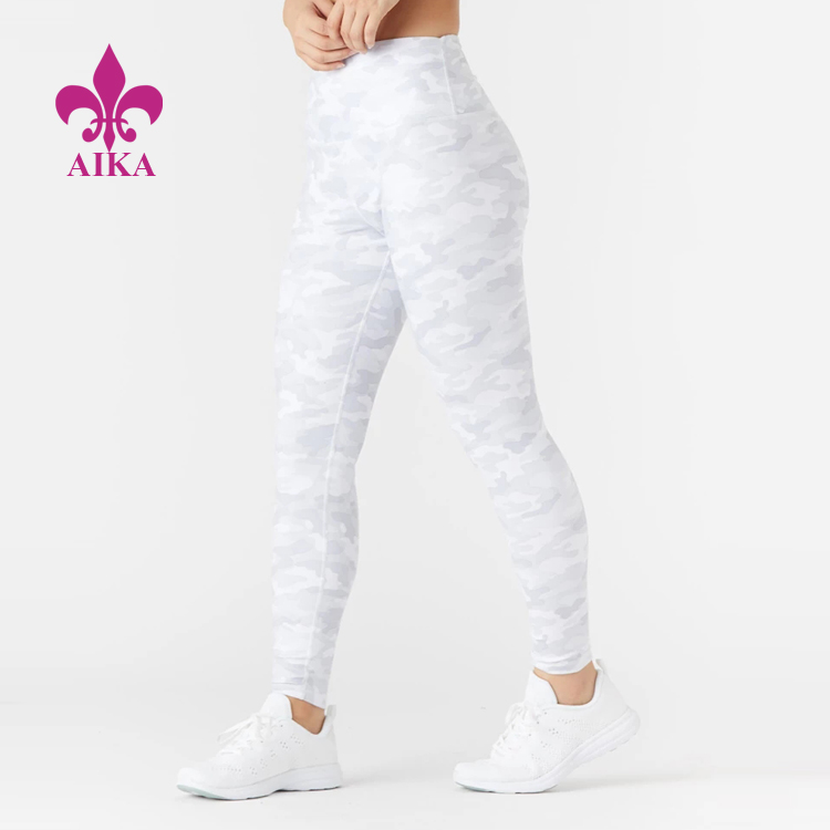 OEM China Tracksuits Manufacturer - White Camo Printing Tights Compression Gym Leggings Wholesale Women Yoga Wear - AIKA