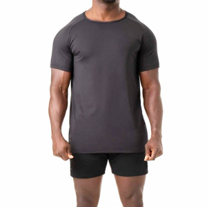 Výrobní cena Čtyřsměrně Stretch Slim Fit Síťovaná tkanina Nylon Custom Workout Tričko pro muže