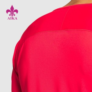 Samarreta de gimnàs vermella en blanc per a homes a la venda a l'engròs de logotip d'assecat ràpid de músculs de Spandex