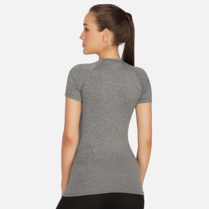 Tissu Polyester Slash détail extensible dans les quatre sens de haute qualité Logo personnalisé séchage rapide respirant Gym sport T-shirt pour les femmes