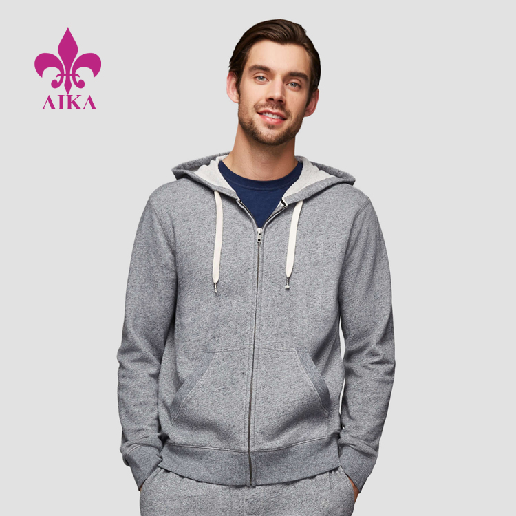 Jaqueta básica de algodão de poliéster confortável personalizada para homens, roupa de ginástica essencial