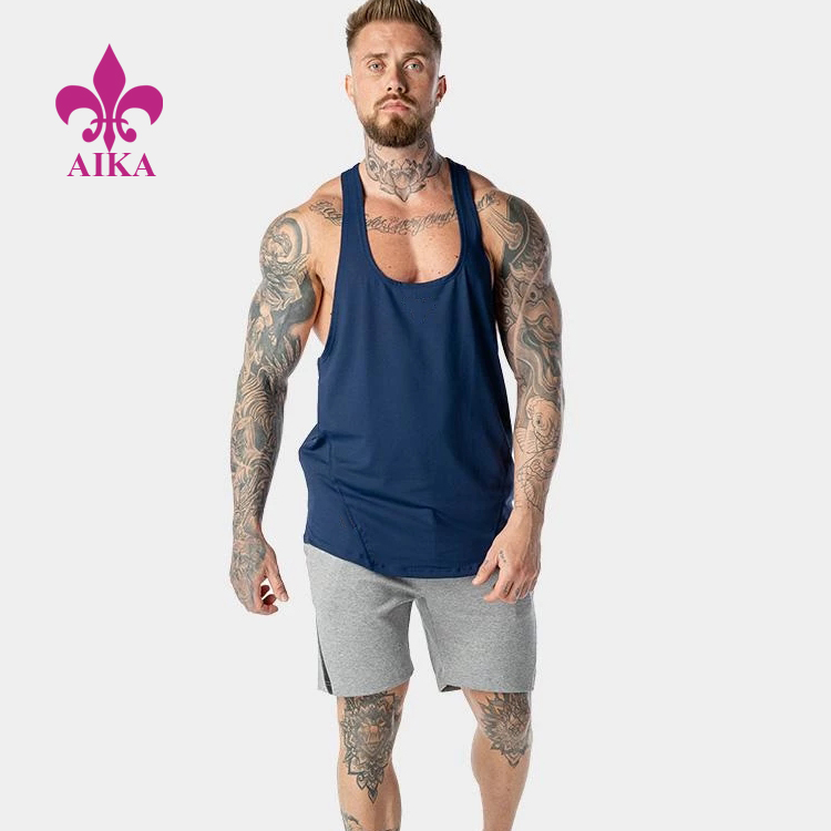 ყველაზე პოპულარული მამაკაცის კუნთოვანი ჟილეტის სპორტული ტანსაცმელი ჩვეულებრივი დაბალყელიანი ფიტნესის სავარჯიშო ტანკებზე