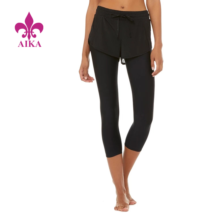 Sostenidor de ioga amb grans descomptes: polaines de ioga amb capa de pantalons curts suaus de segona pell personalitzats d'alta qualitat per a dones - AIKA