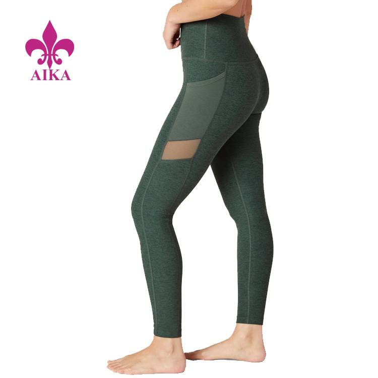 Edullinen hinnasto Naisten Urheilupaidat - Superpehmeät 4 suuntaan Stretch korkeavyötäröiset leggingsit Mesh Pocket Fitness Joogahousut naisille - AIKA