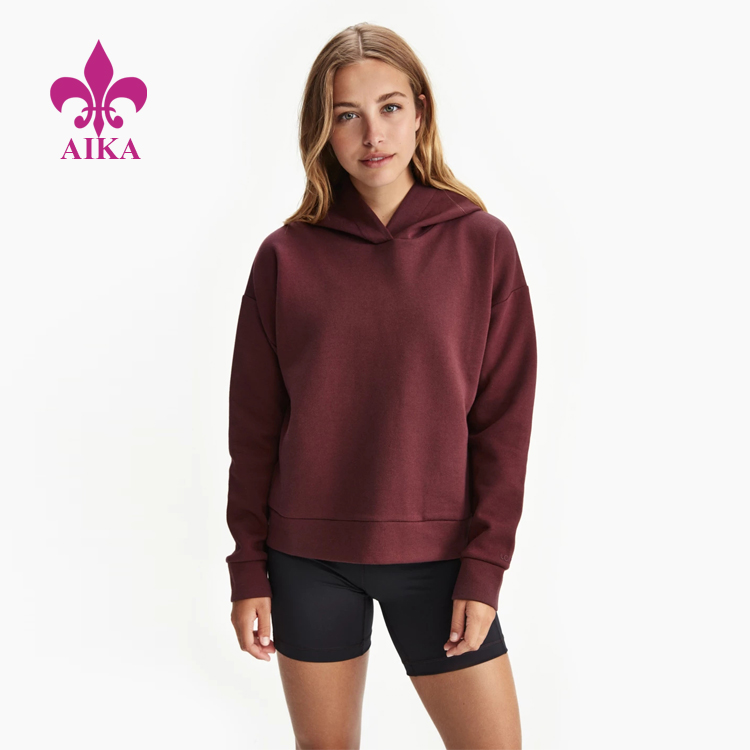 Дамско спортно облекло Моден уютен дизайн Чист памук Удобен пуловер Суичър с качулка
